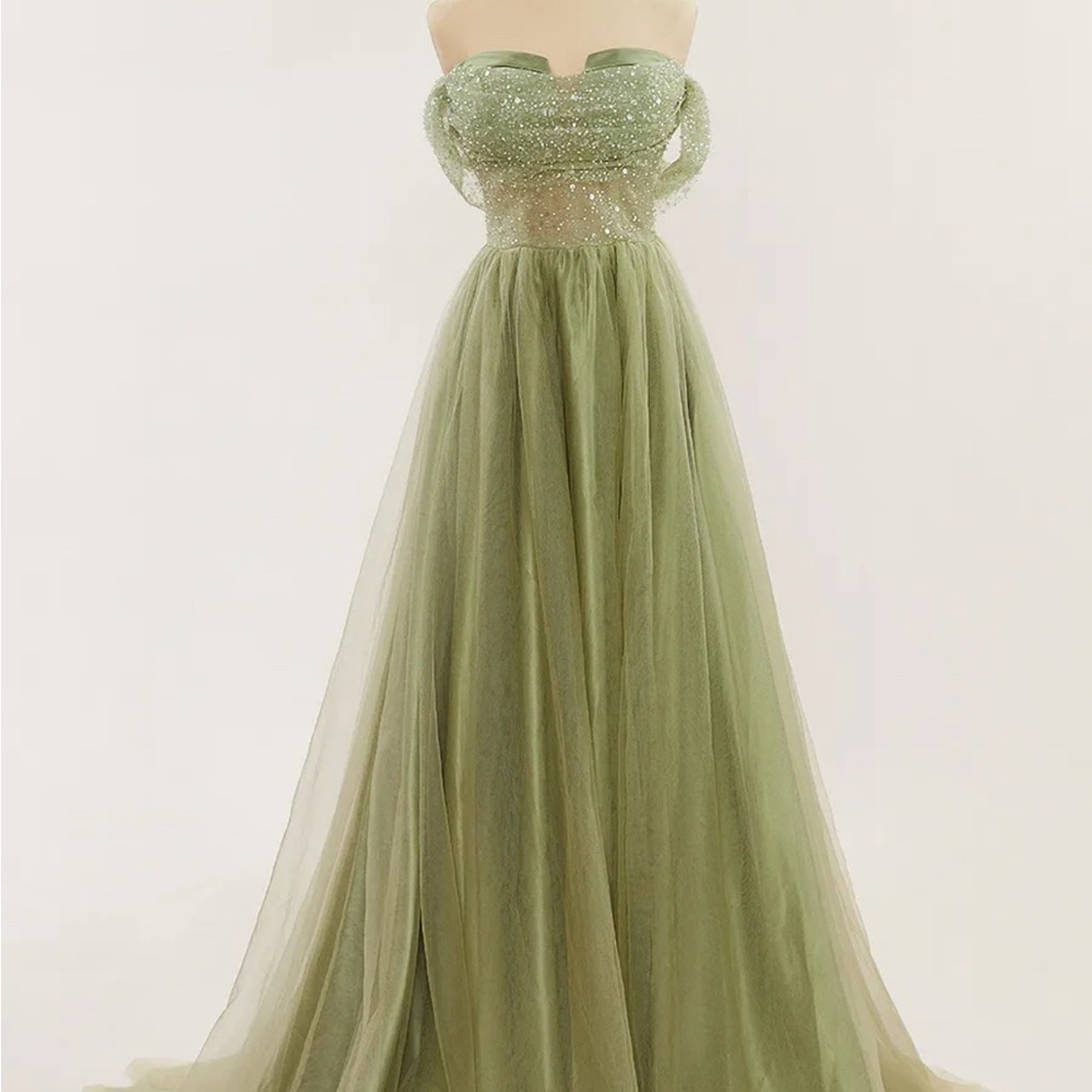 Elegant A-Line off the shoulder court train PROM DRESS